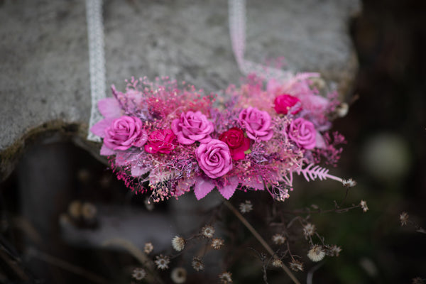 Pink flower necklace Fuchsia wedding necklace Flower jewellery Bridal accessories Magaela Wedding jewelry Big flower necklace Handmade