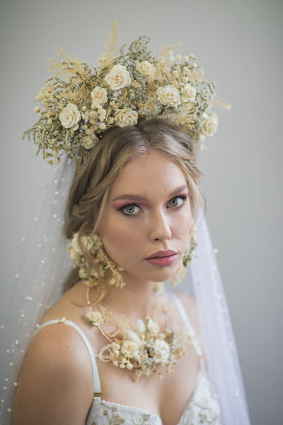 Ivory flower Frida Kahlo style crown