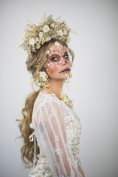 Ivory flower Frida Kahlo style crown