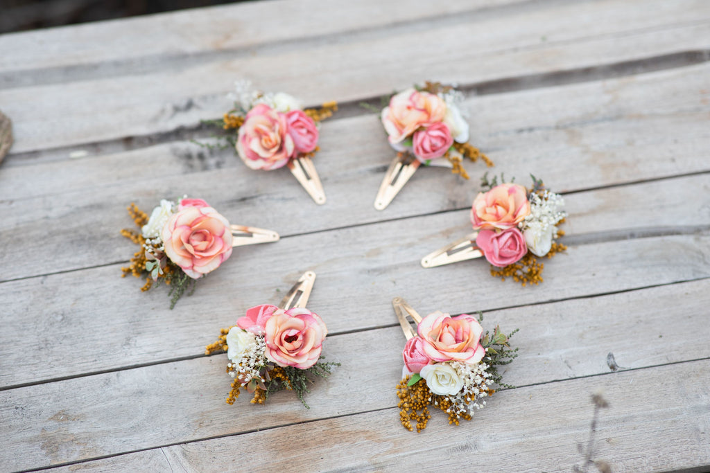 Rose gold flower Crystal Hair Pins for Wedding Set of 4