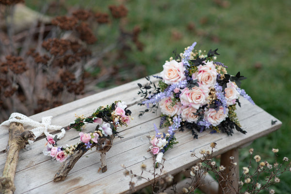 Romantic flower groom boutonniere Lavender and roses Wedding accessories Groomsmen boutonniere Groom's corsage Flower pin for jacket Magaela