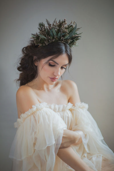 Greenery flower crown Woodland bridal headband Natural flower crown Magaela wedding accessories Preserved bridal headpiece Boho wedding