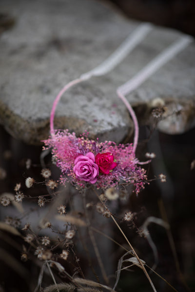 Wedding flower necklace Bridal accessories Fuchsia pink jewellery Magaela Bride to be Wedding necklace Pink adjustable necklace Handmade