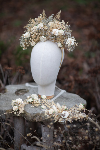 Ivory flower Frida Kahlo style crown