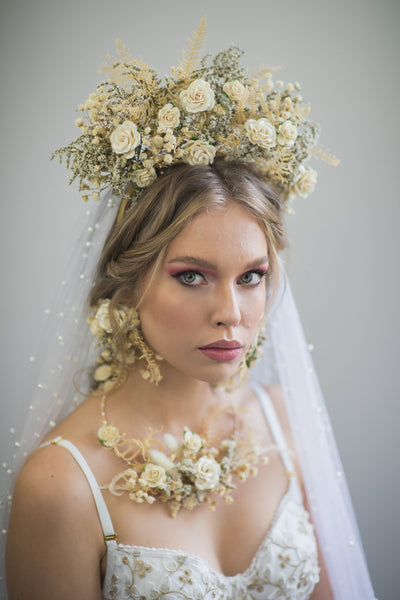 Ivory flower Frida Kahlo style crown