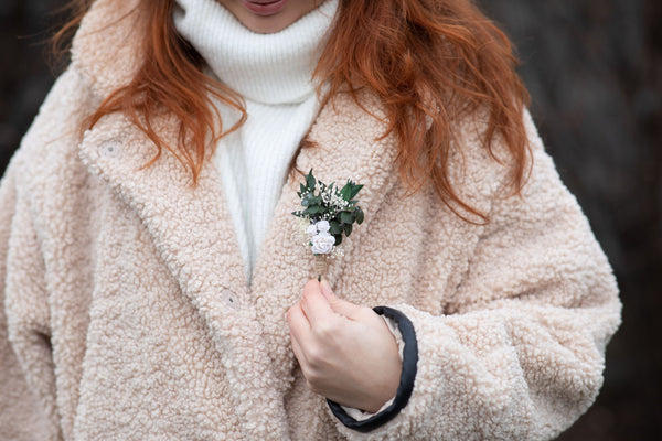 Groom's boutonniere Green and white buttonhole White rose corsage for groom Best man accessories Magaela Customisable boutonniere Greenery