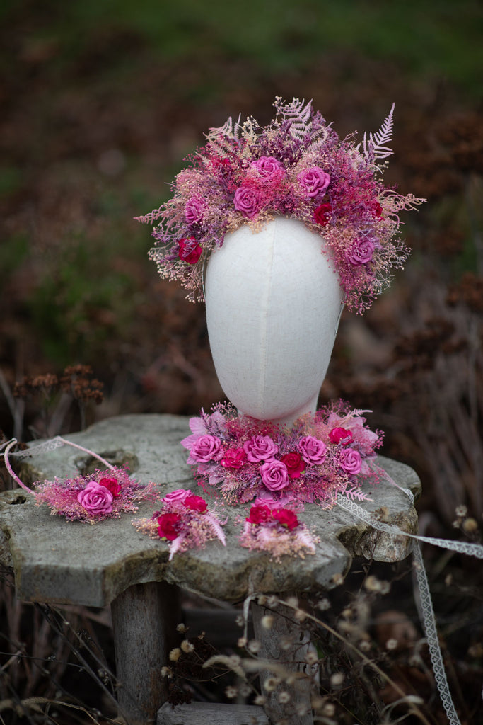 Pink flower necklace Fuchsia wedding necklace Flower jewellery