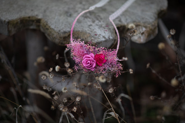 Wedding flower necklace Bridal accessories Fuchsia pink jewellery Magaela Bride to be Wedding necklace Pink adjustable necklace Handmade