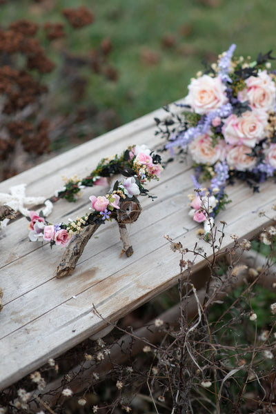 VERY PERI Bridal flower bouquet with lavender and roses Romantic wedding bouquet Bridal accessories Magaela Small artificial bouquet