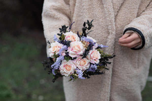 VERY PERI Bridal flower bouquet with lavender and roses Romantic wedding bouquet Bridal accessories Magaela Small artificial bouquet