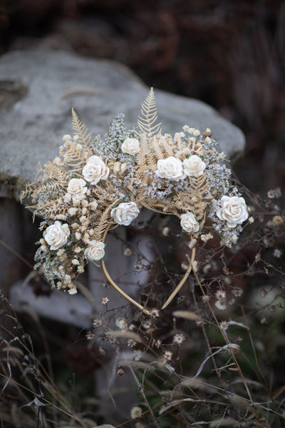 Ivory flower Frida Kahlo style crown