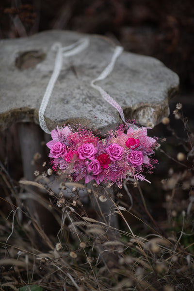 Pink flower necklace Fuchsia wedding necklace Flower jewellery Bridal accessories Magaela Wedding jewelry Big flower necklace Handmade
