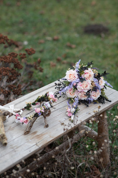 VERY PERI Bridal flower bouquet with lavender and roses Romantic wedding bouquet Bridal accessories Magaela Small artificial bouquet