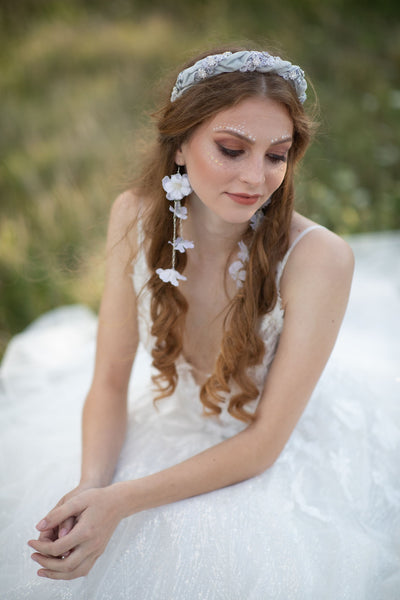 Silver glamour fabric headband