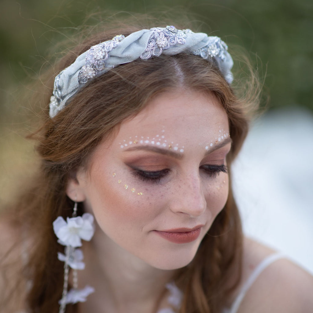 Silver glamour fabric headband