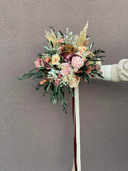 Rustic Boho bridal bouquet, Natural wedding bouquet, Autumn rusty and ivory bouquet, Natural olive leaves bridal bouquet, Magaela, Bridal accessories