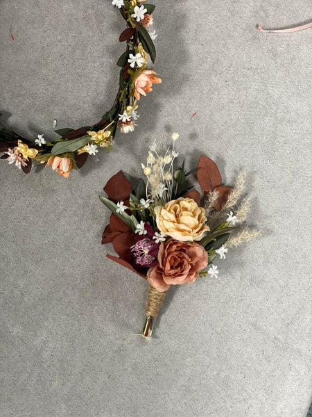 Rustic Boho bridal bouquet, Natural wedding bouquet, Autumn rusty and ivory bouquet, Natural olive leaves bridal bouquet, Magaela, Bridal accessories