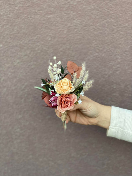 Rustic boho boutonniere, Flower groom's corsage, Groom's accessories, Autumn boutonniere, Natural buttonhole, Ivory rusty corsage, Magaela