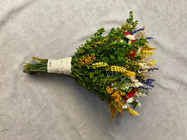 Folk poppy flower bridal bouquet