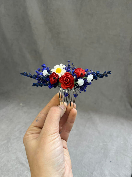 Lavender and poppy flower comb