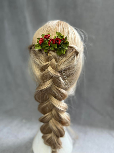 Poppy flower hair comb