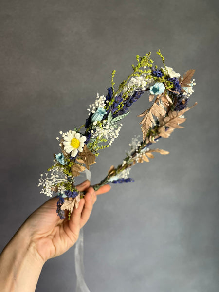 Daisy and bluebell flower crown