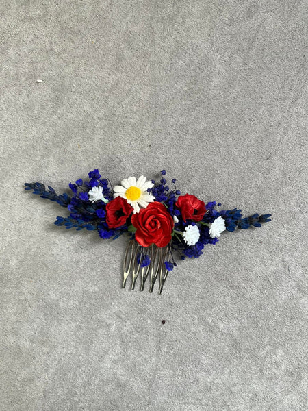 Lavender and poppy flower comb