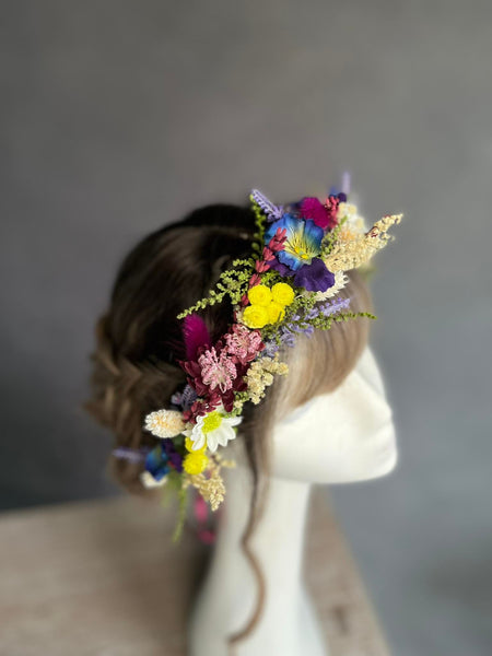 Bridal meadow flower hair crown