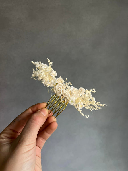 Ivory bridal flower comb