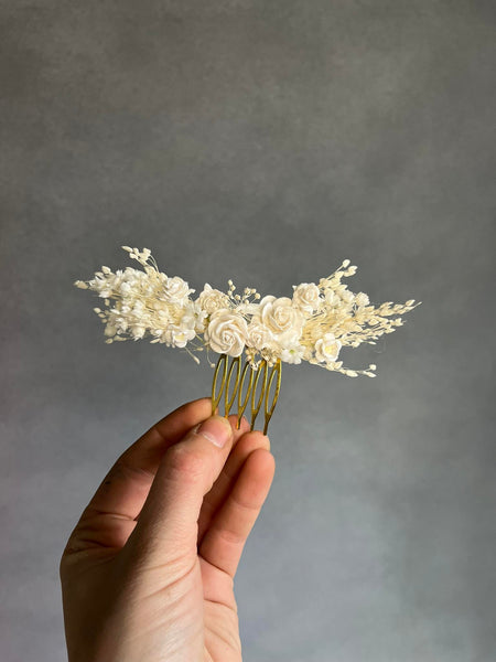 Ivory bridal flower comb