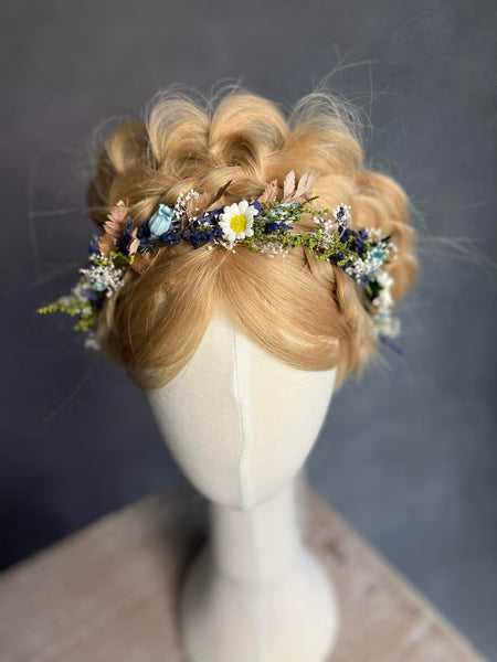 Daisy and bluebell flower crown