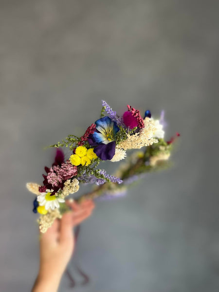 Bridal meadow flower hair crown