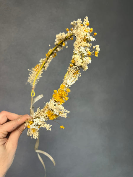 Yellow and ivory wedding flower crown