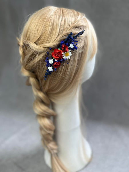 Lavender and poppy flower comb