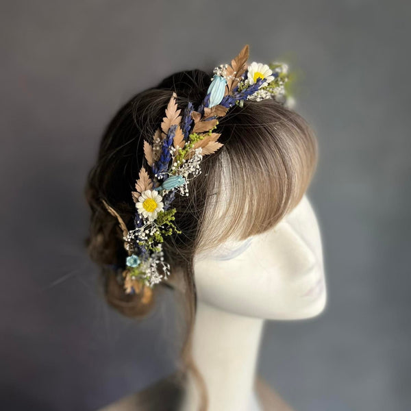 Daisy and bluebell flower crown