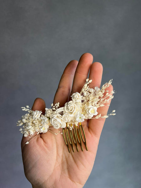 Ivory bridal flower comb