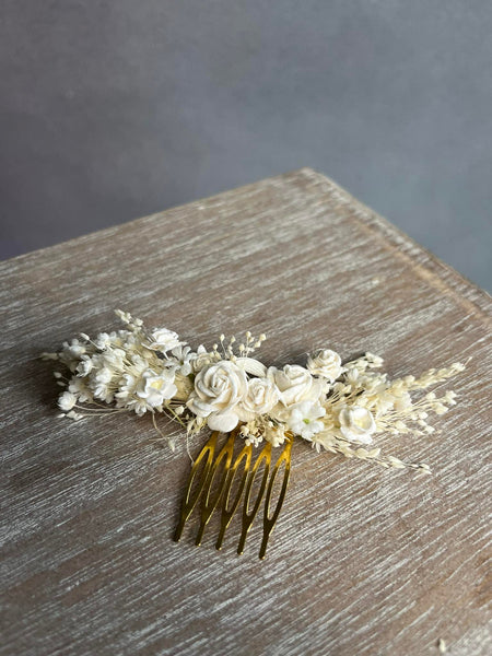 Ivory bridal flower comb