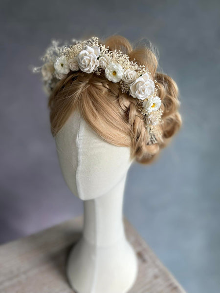 Ivory flower headband with roses