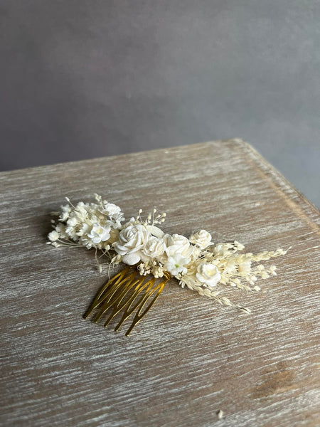 Ivory bridal flower comb