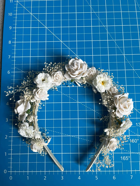 Ivory flower headband with roses