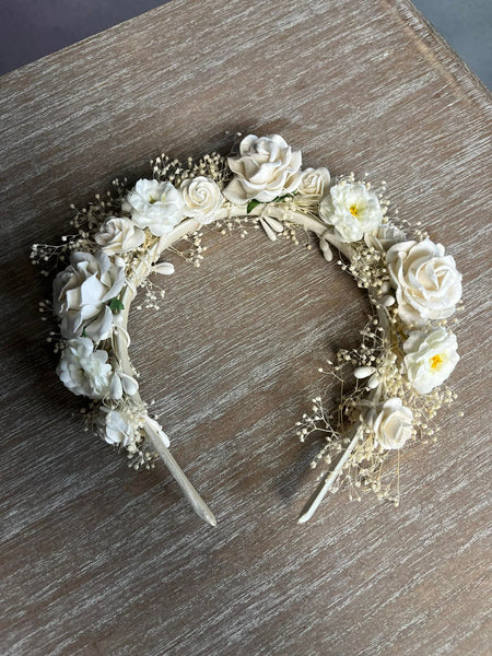 Ivory flower headband with roses