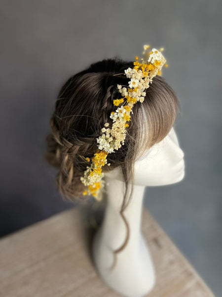 Yellow and ivory wedding flower crown