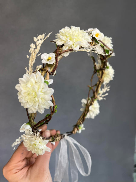 Ivory wedding flower crown