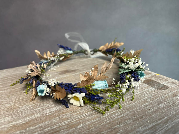Daisy and bluebell flower crown