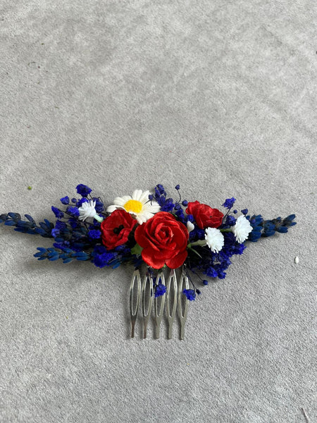 Lavender and poppy flower comb
