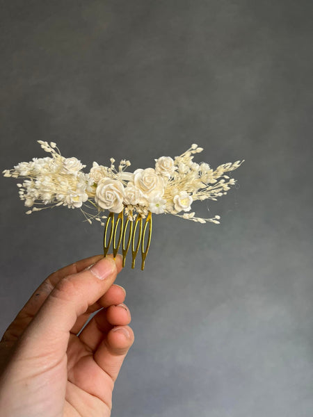 Ivory bridal flower comb