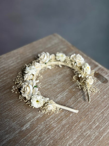 Ivory flower headband with roses