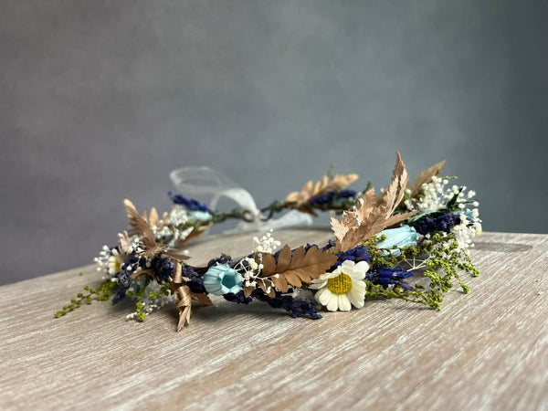 Daisy and bluebell flower crown