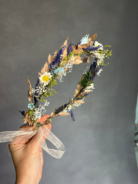 Daisy and bluebell flower crown