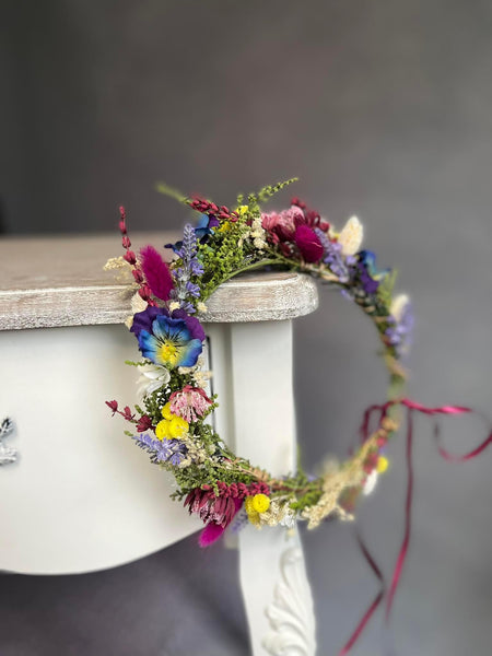 Bridal meadow flower hair crown